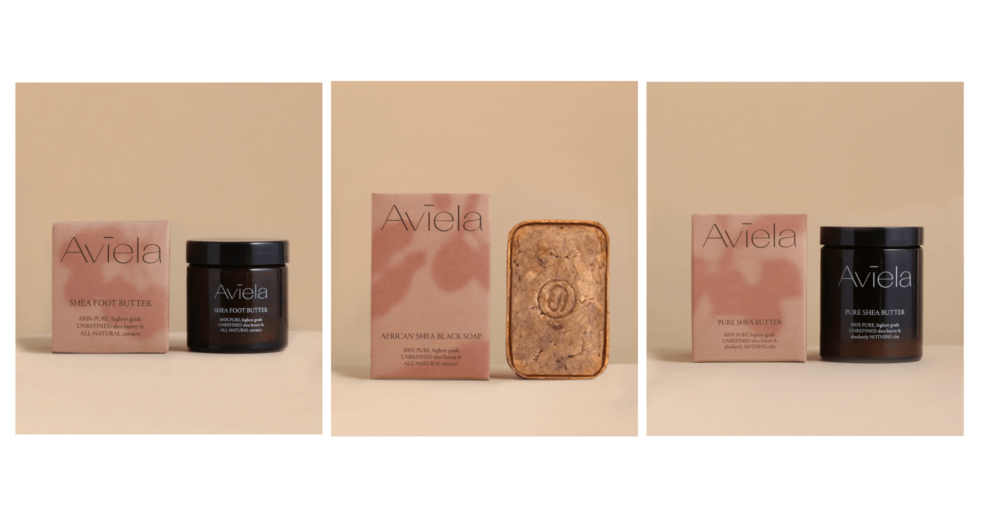Aviela, sustainable skincare with 100% pure shea butter