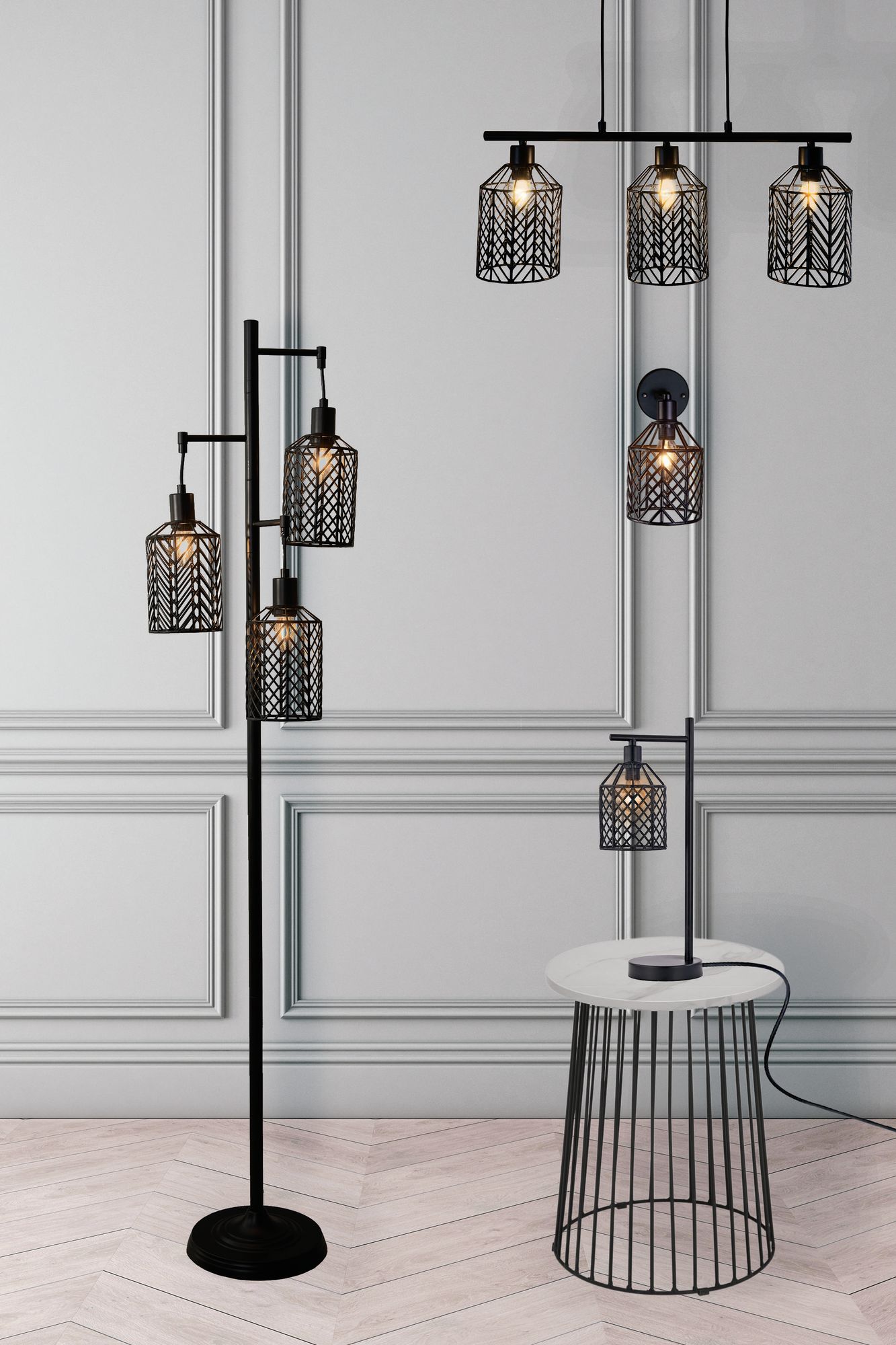 the range industrial weave lighting collection