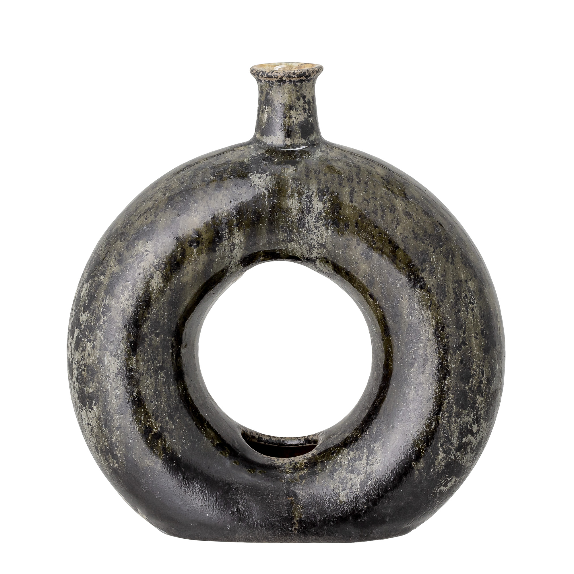 Olbia Round Stoneware Vase, Green